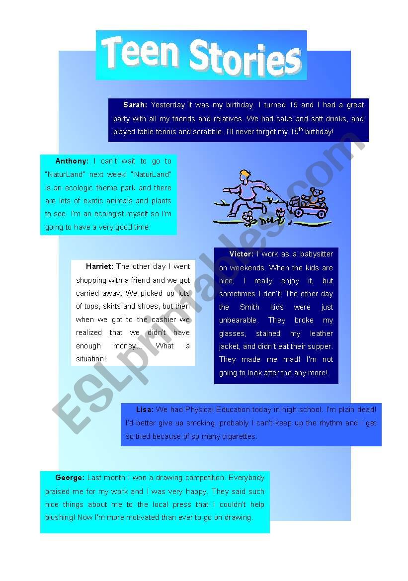 Teen stories worksheet