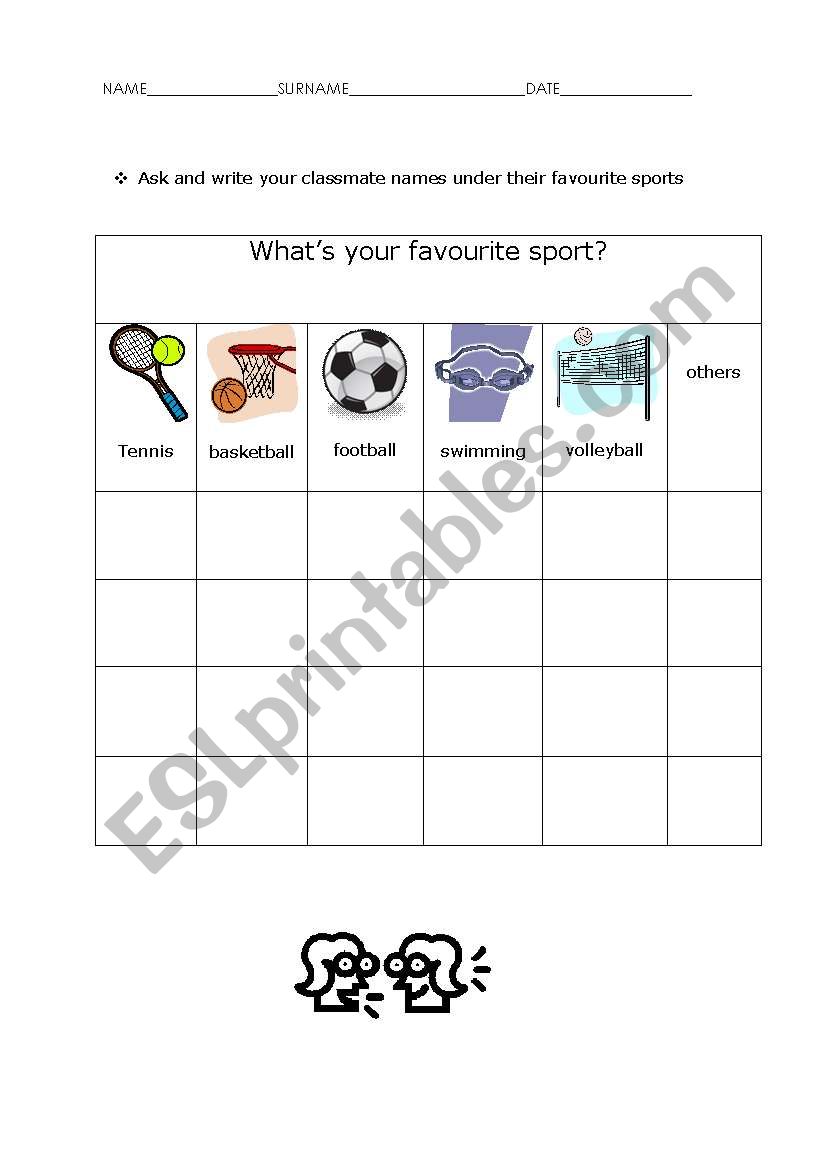 sports survey worksheet