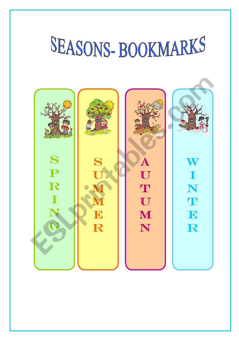 Bookmarks- Seasons worksheet