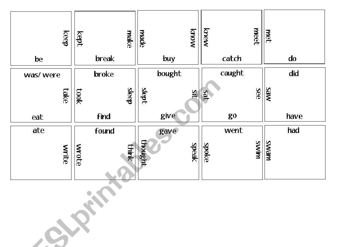 IRREGULAR VERBS PUZZLE worksheet