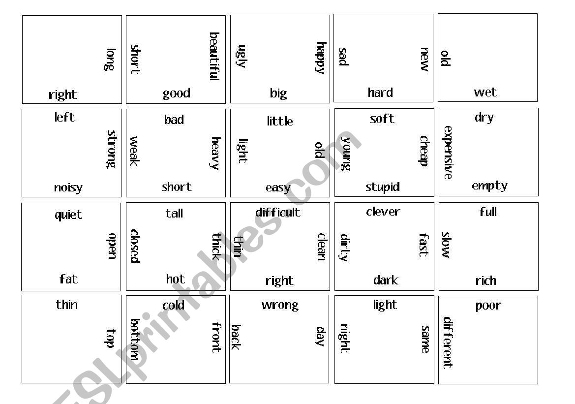 OPPOSITES PUZZLE worksheet