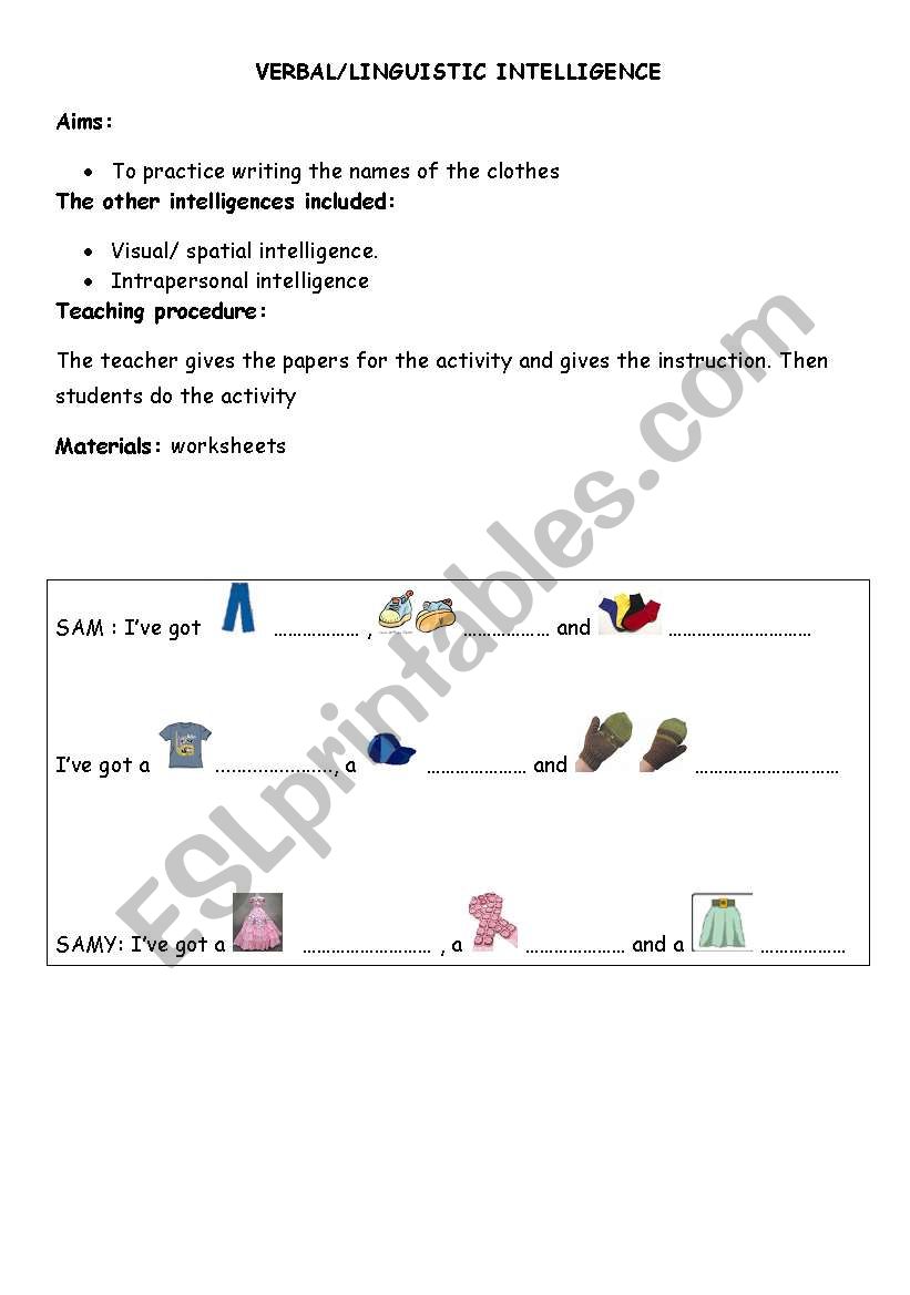 verbal and logical intelligences -clothes-