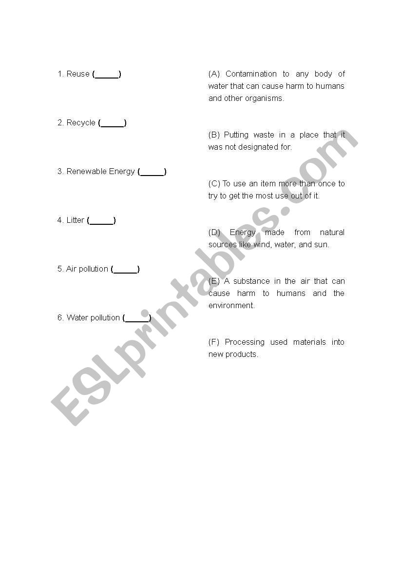 Matching Environment Word to  Basic Definitions
