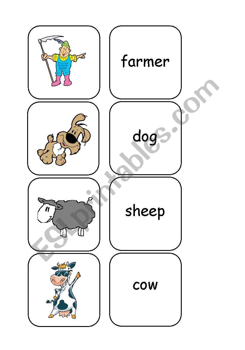 Memory - On the farm worksheet