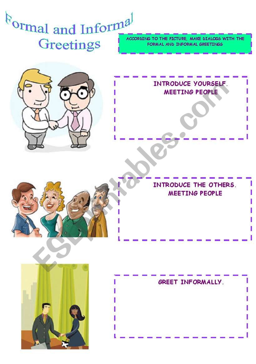 FORMAL AND INFORMAL GREETINGS worksheet