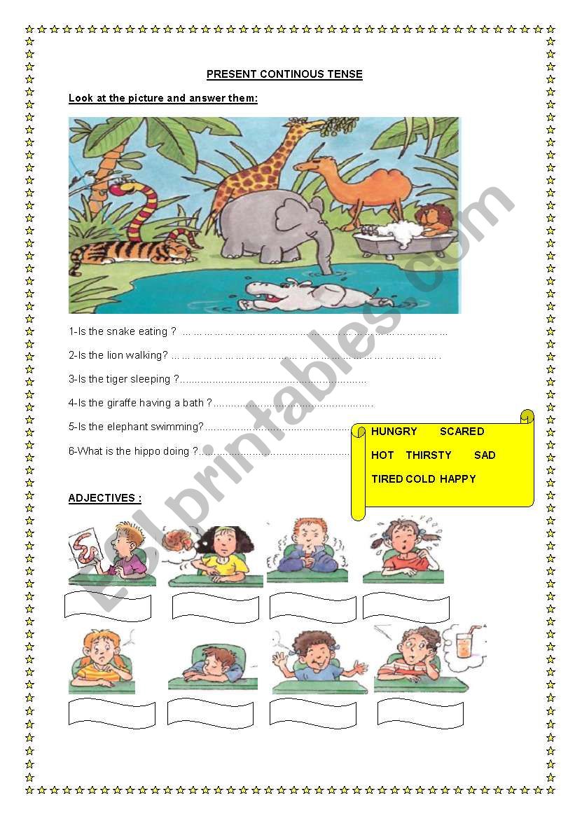 present continuous tense worksheet