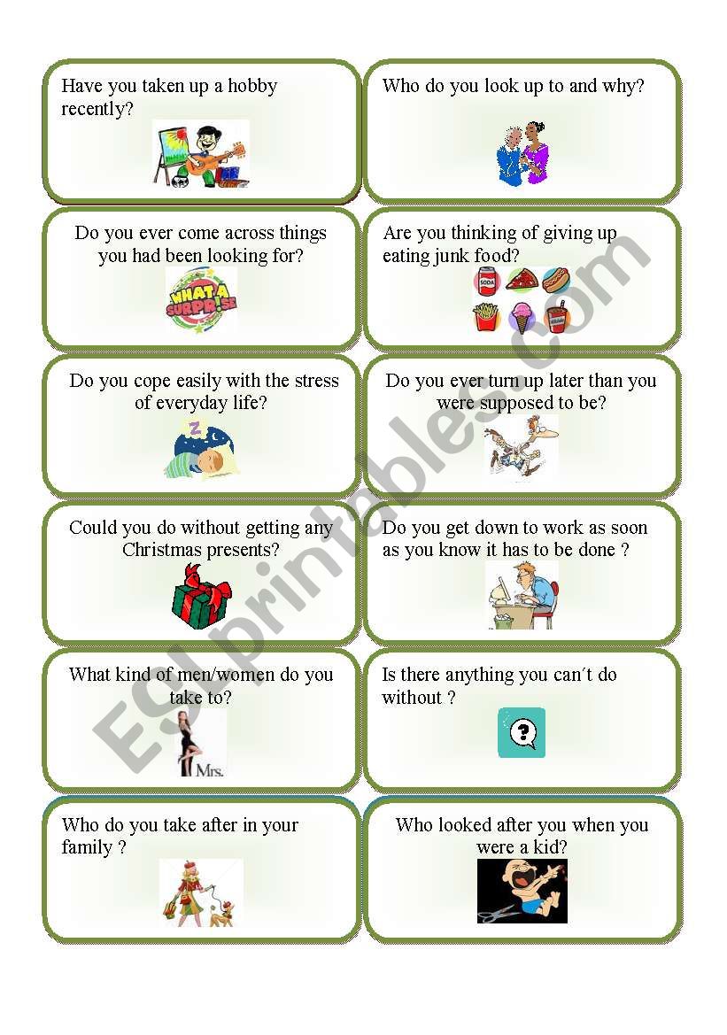 Phrasal verbs cards - speaking practice