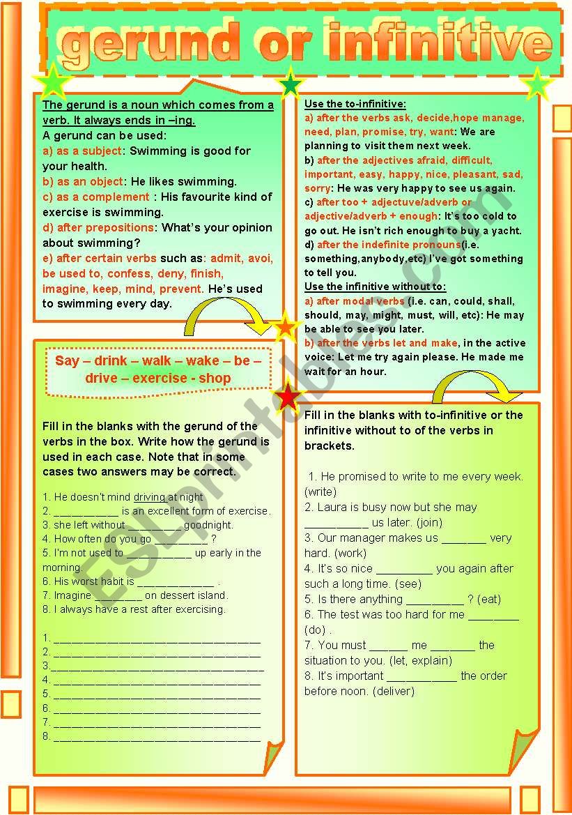 GERUND OR INFINITIVE worksheet