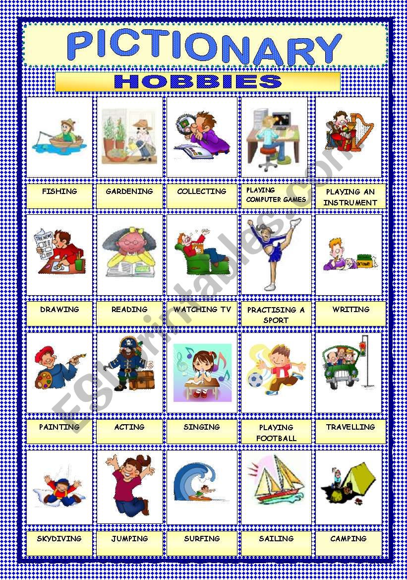 PICTIONARY -  HOBBIES worksheet