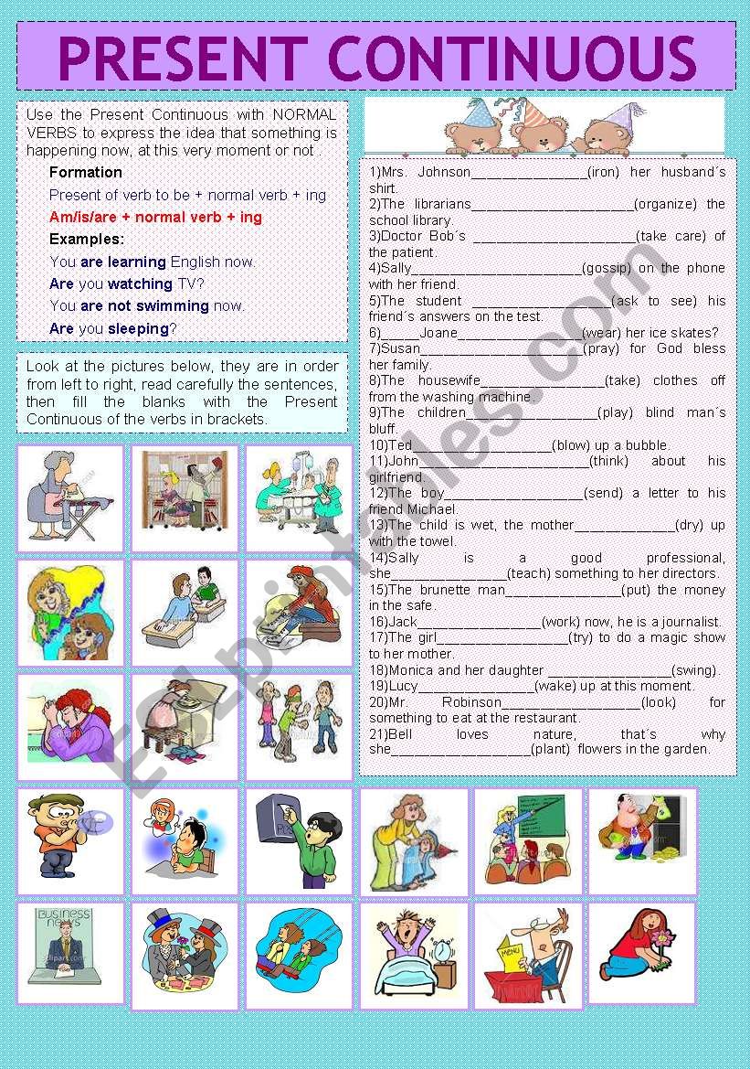 PRESENT CONTINUOUS worksheet