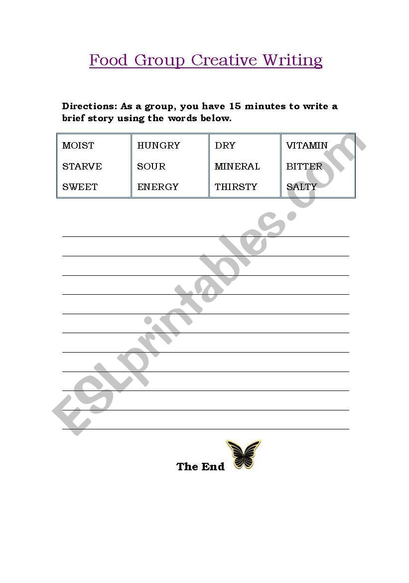 group creative writing  worksheet