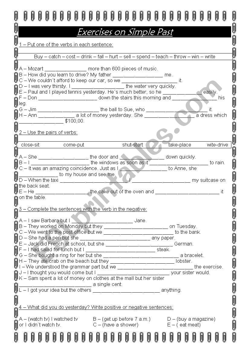 Simple Past worksheet