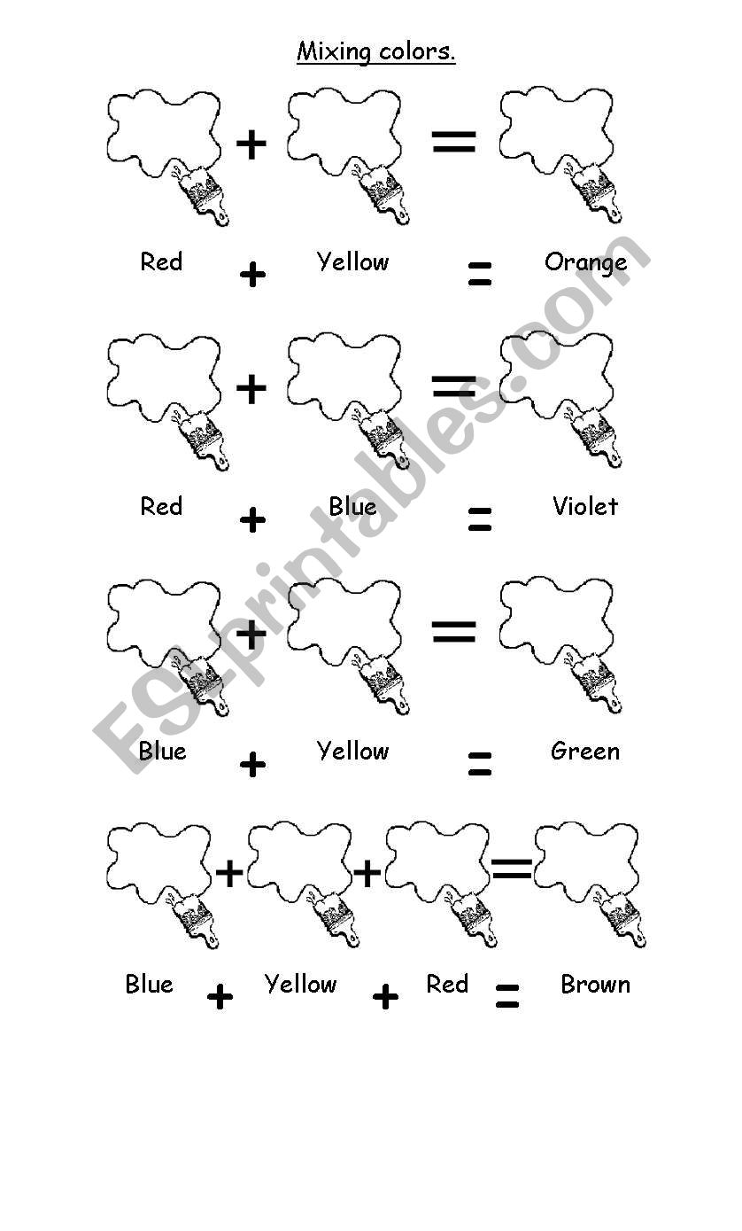 Mixing colours worksheet