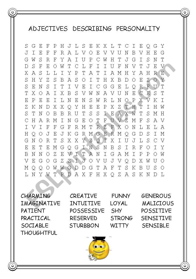 Personality adjectives worksheet