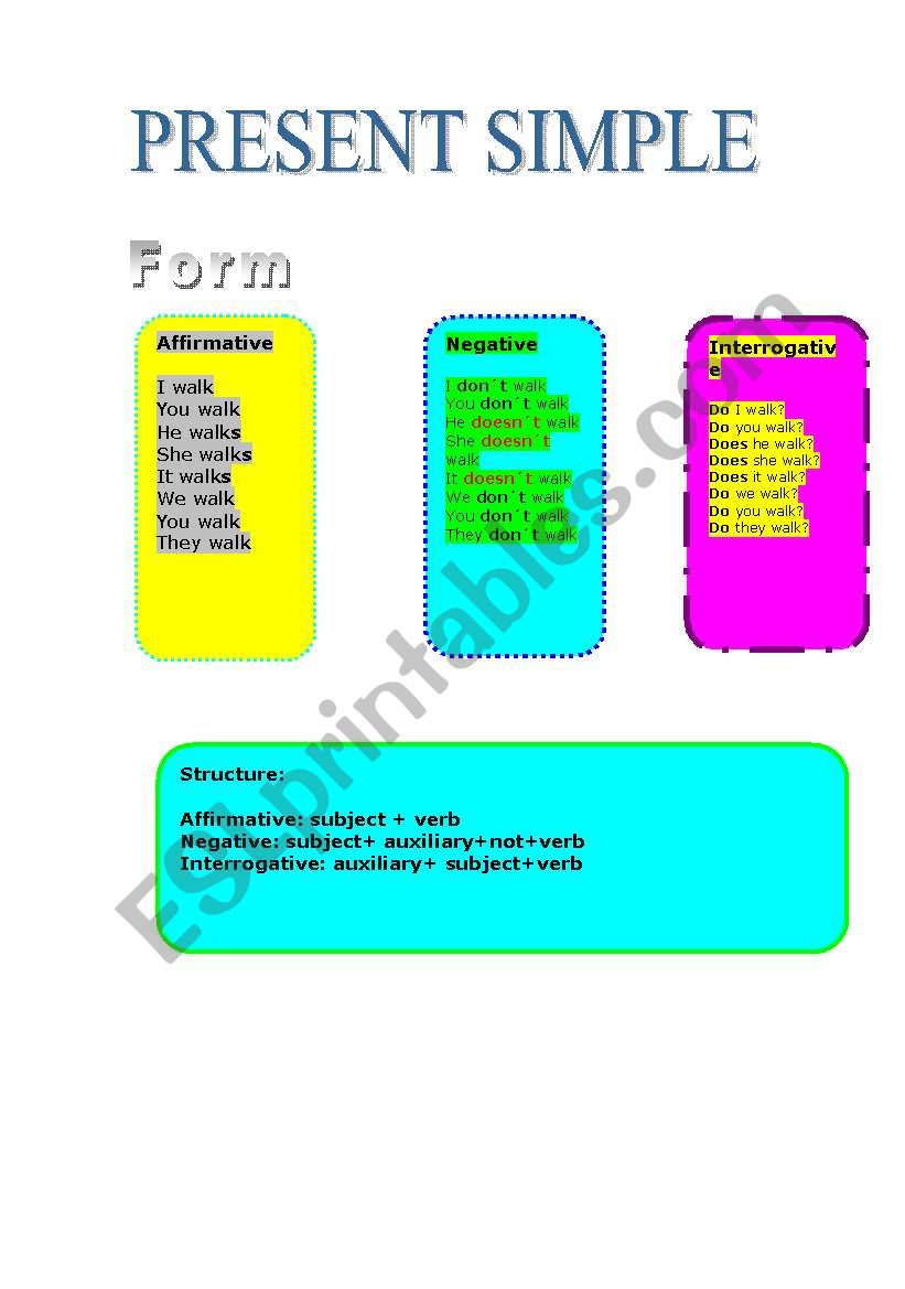 presemt simple  worksheet