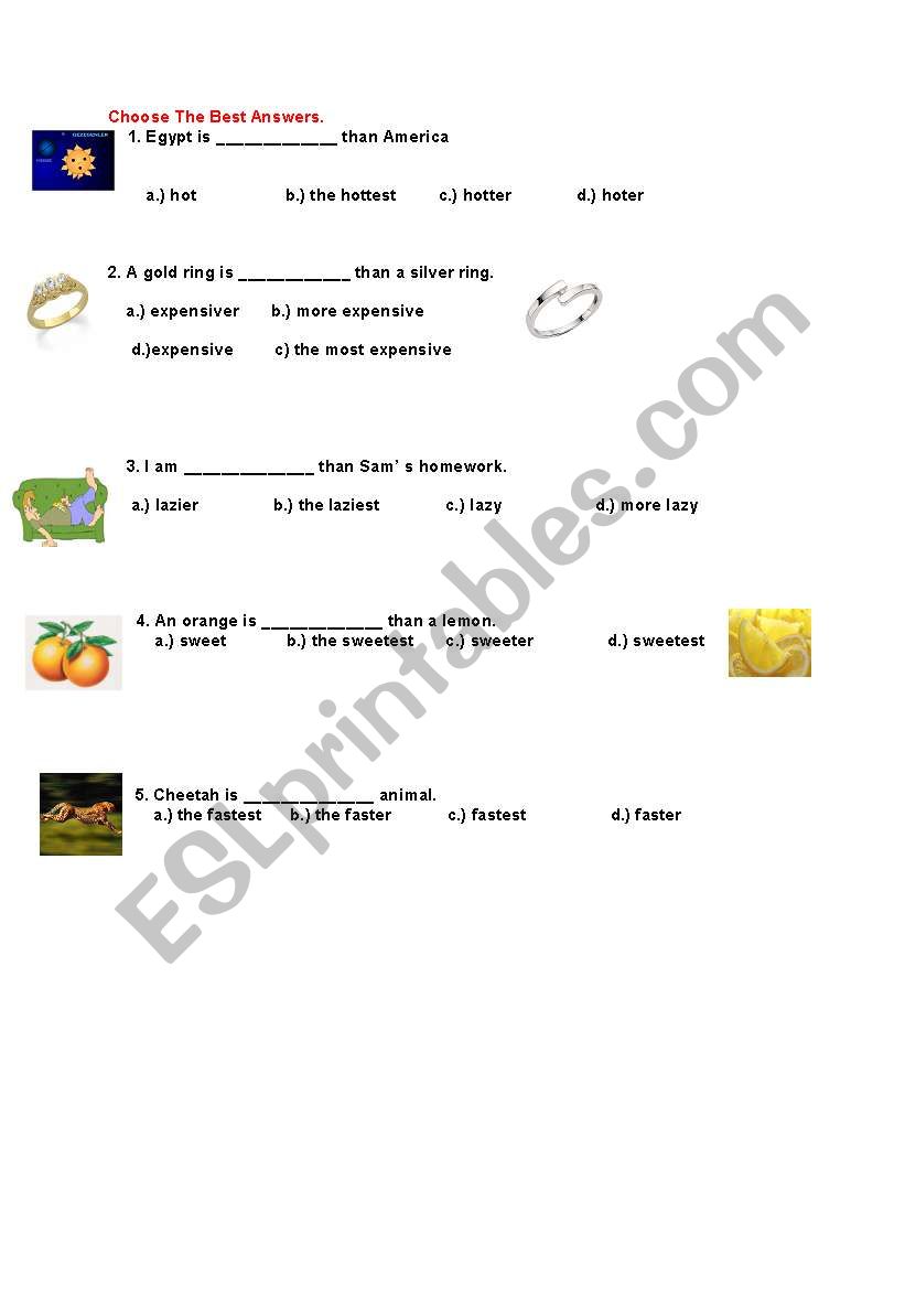 comperatives worksheet