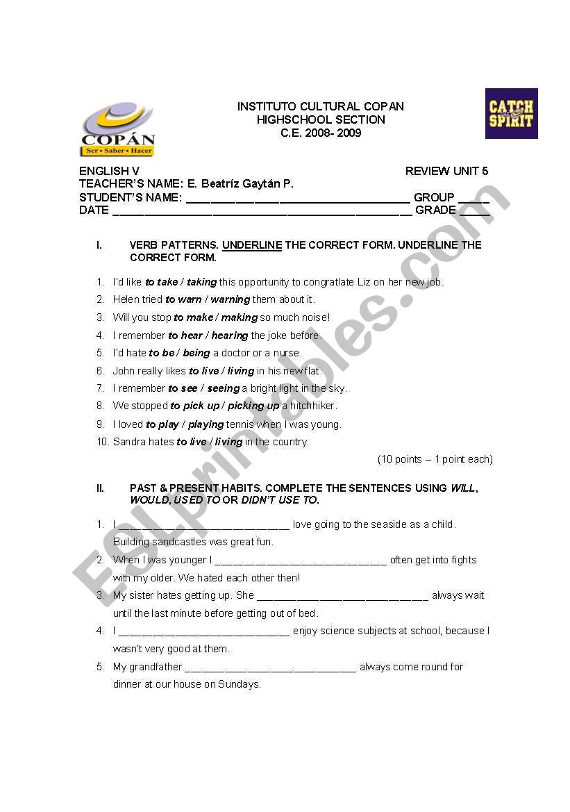 Study Guide worksheet