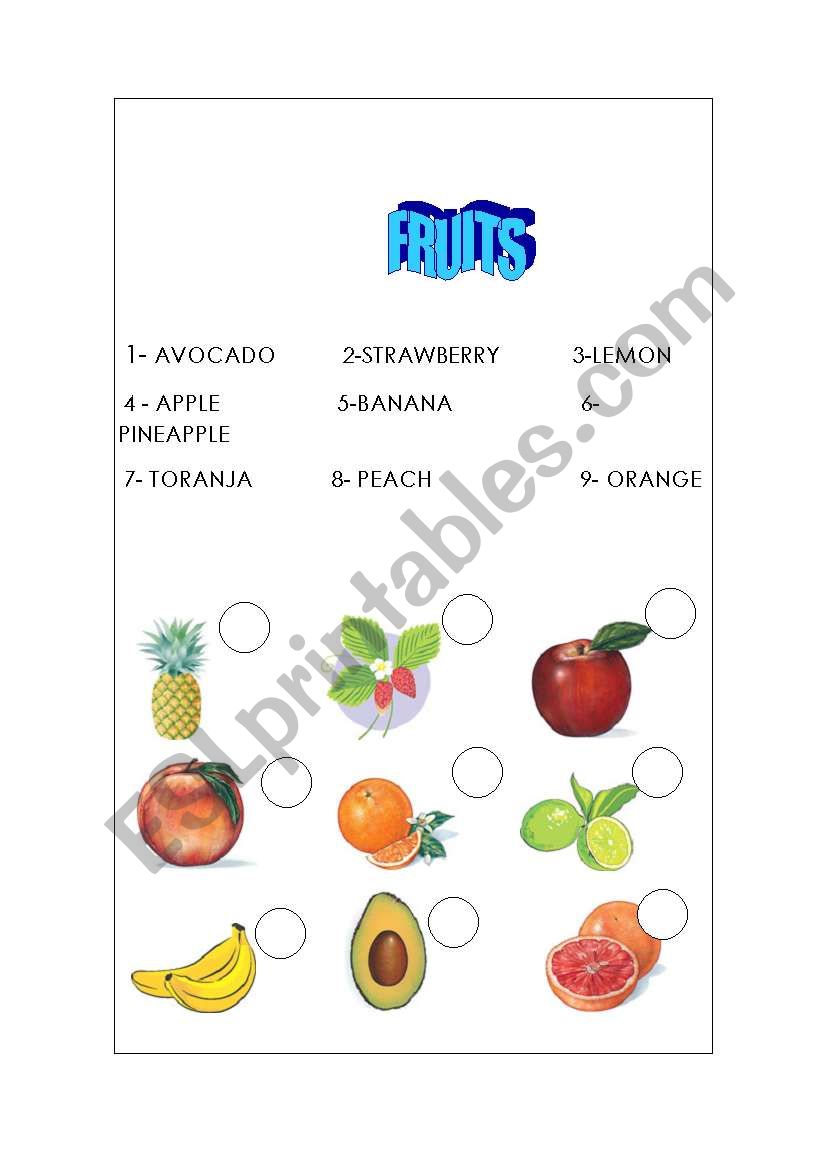 Fruits worksheet