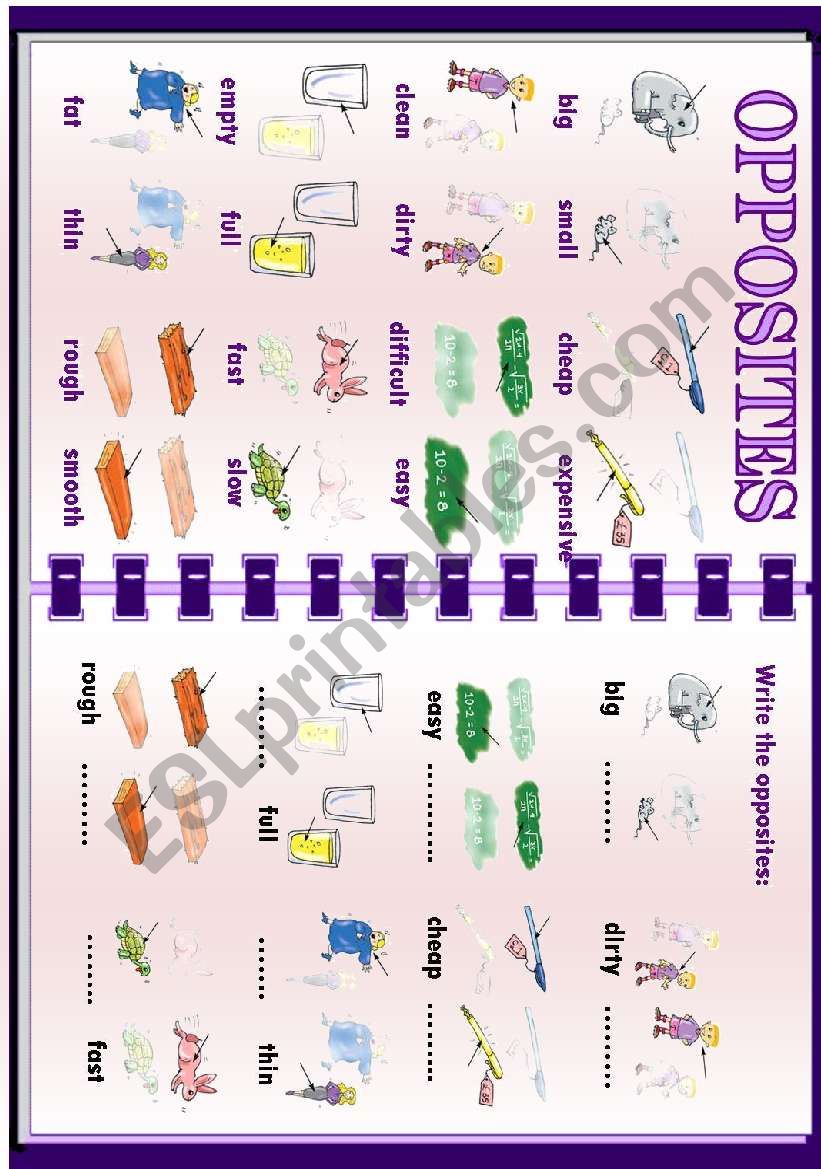 opposites 1/2 worksheet