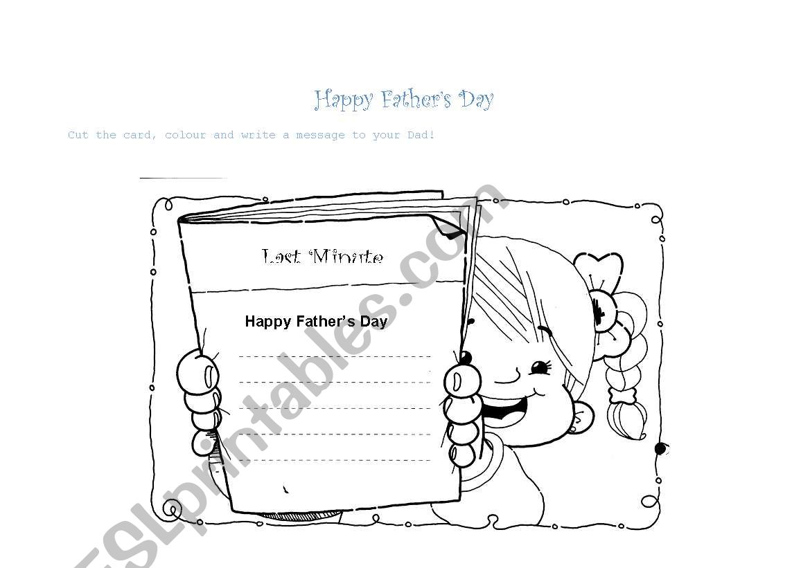 fathers day card worksheet