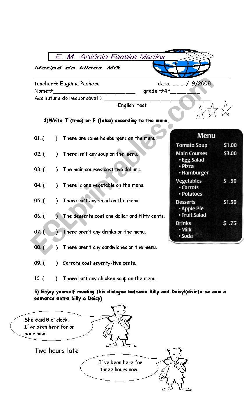 English test   worksheet