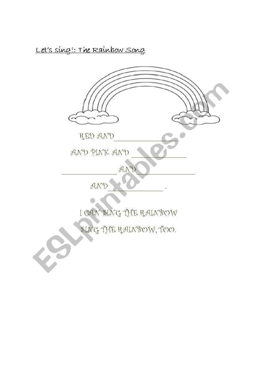 Rainbow song worksheet worksheet