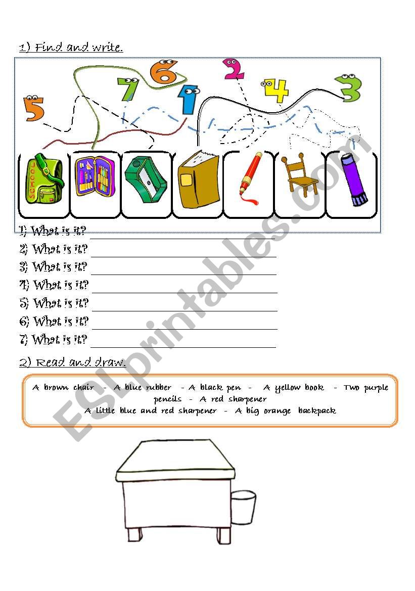 School Objects worksheet