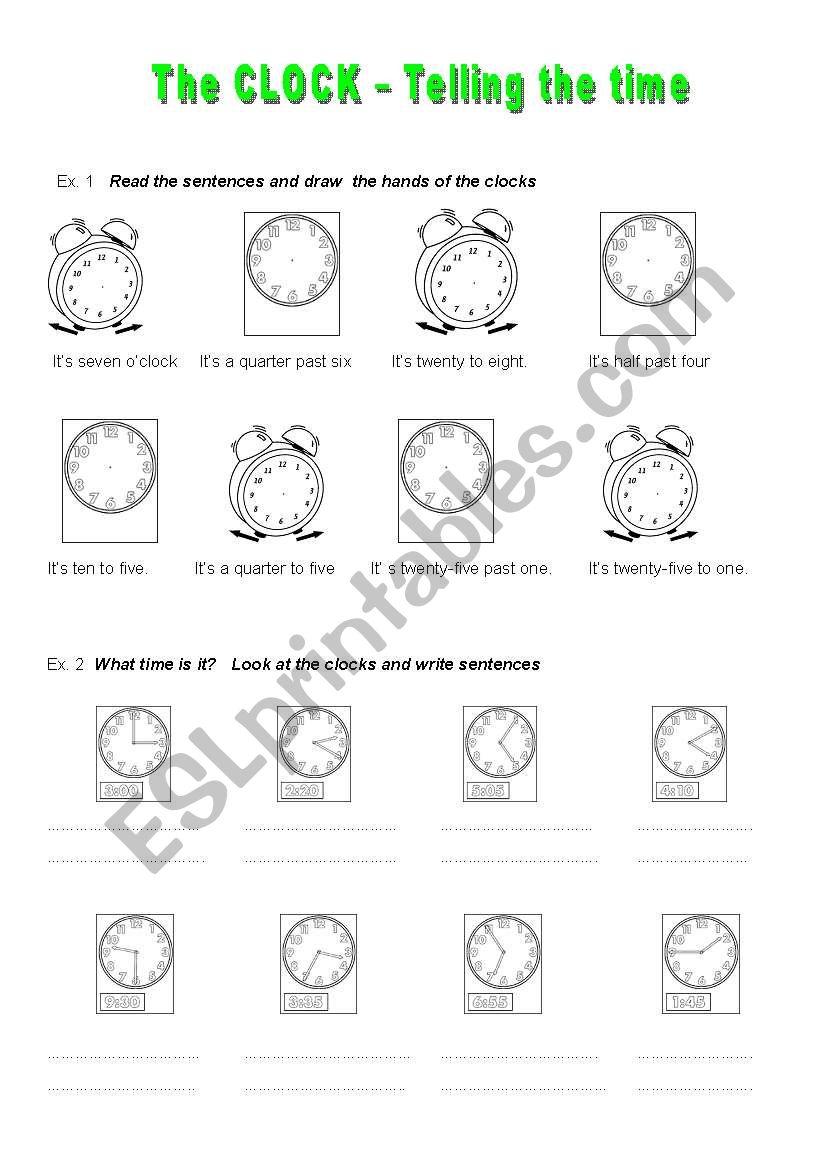  The Clock - Telling the time worksheet