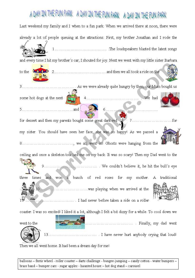 AT THE FUN PARK worksheet