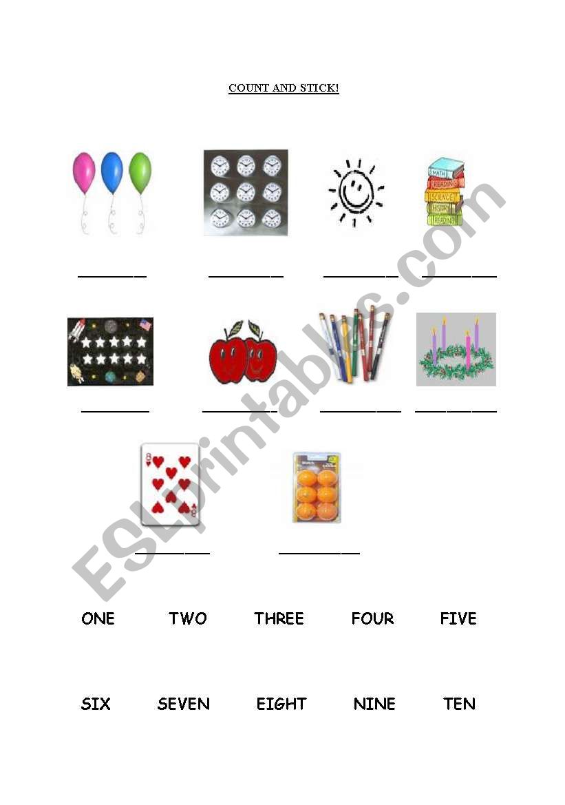 Count and stick worksheet