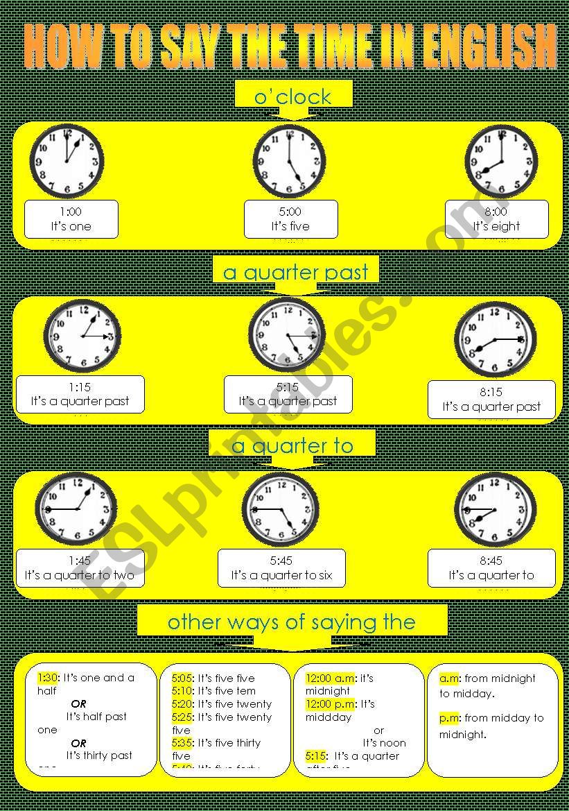 how to say the time in English