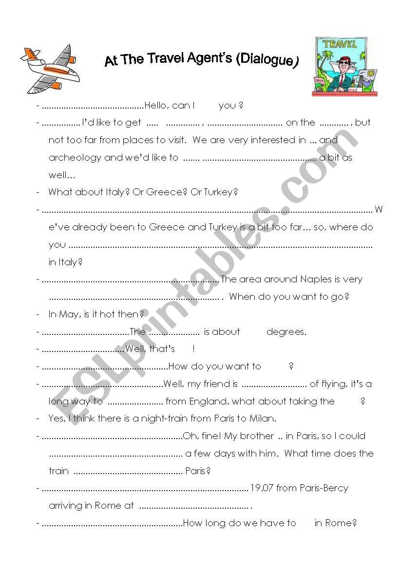 At the travel agents worksheet