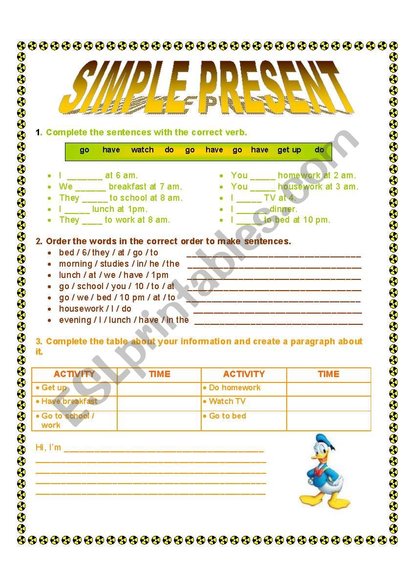 SIMPLE PRESENT  worksheet