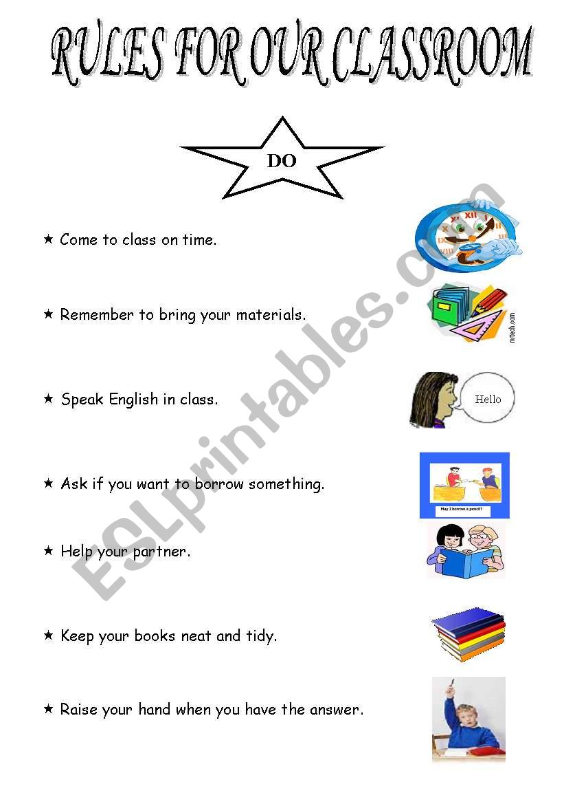 classroom rules worksheet