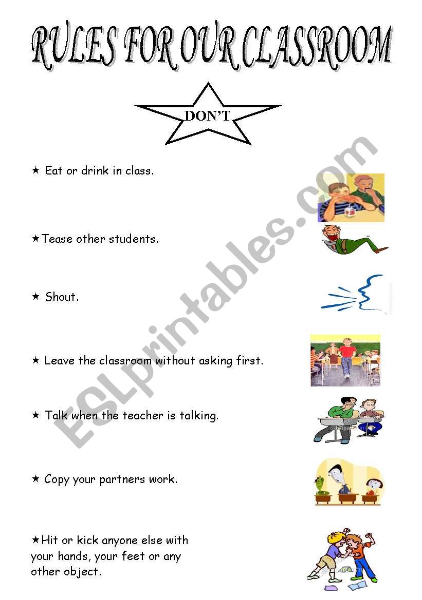 classroom rules worksheet