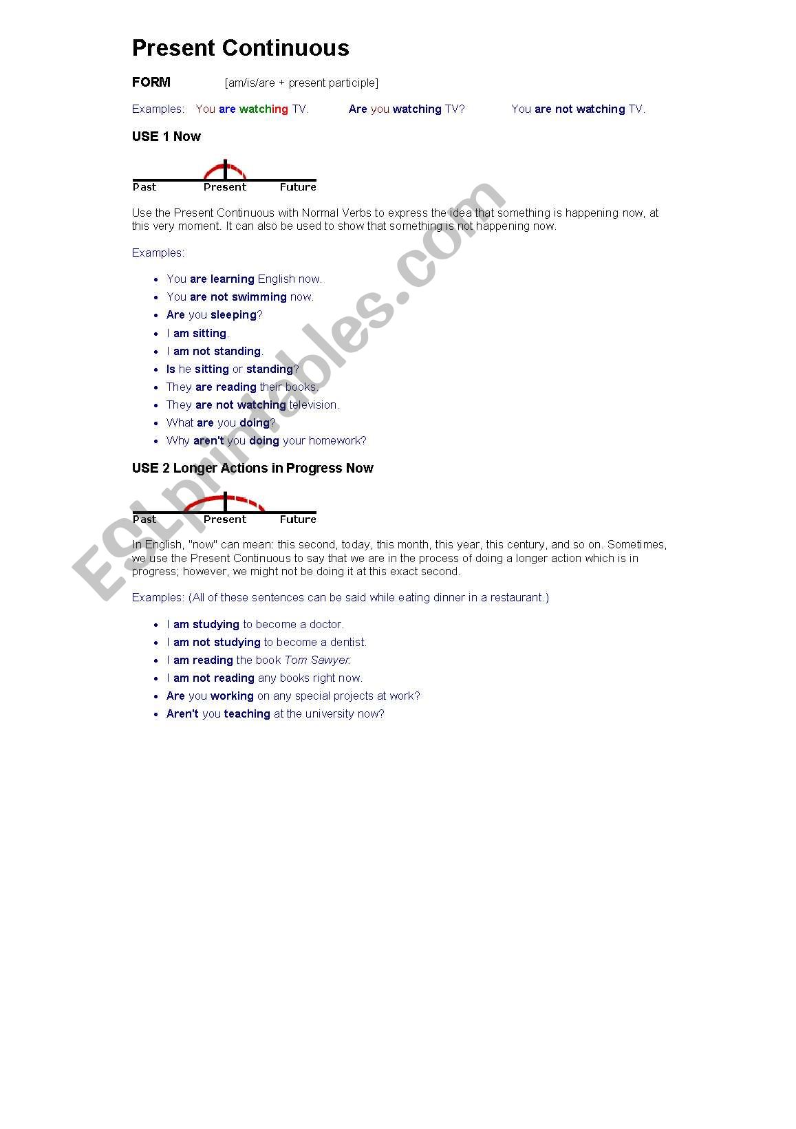 present continuous worksheet