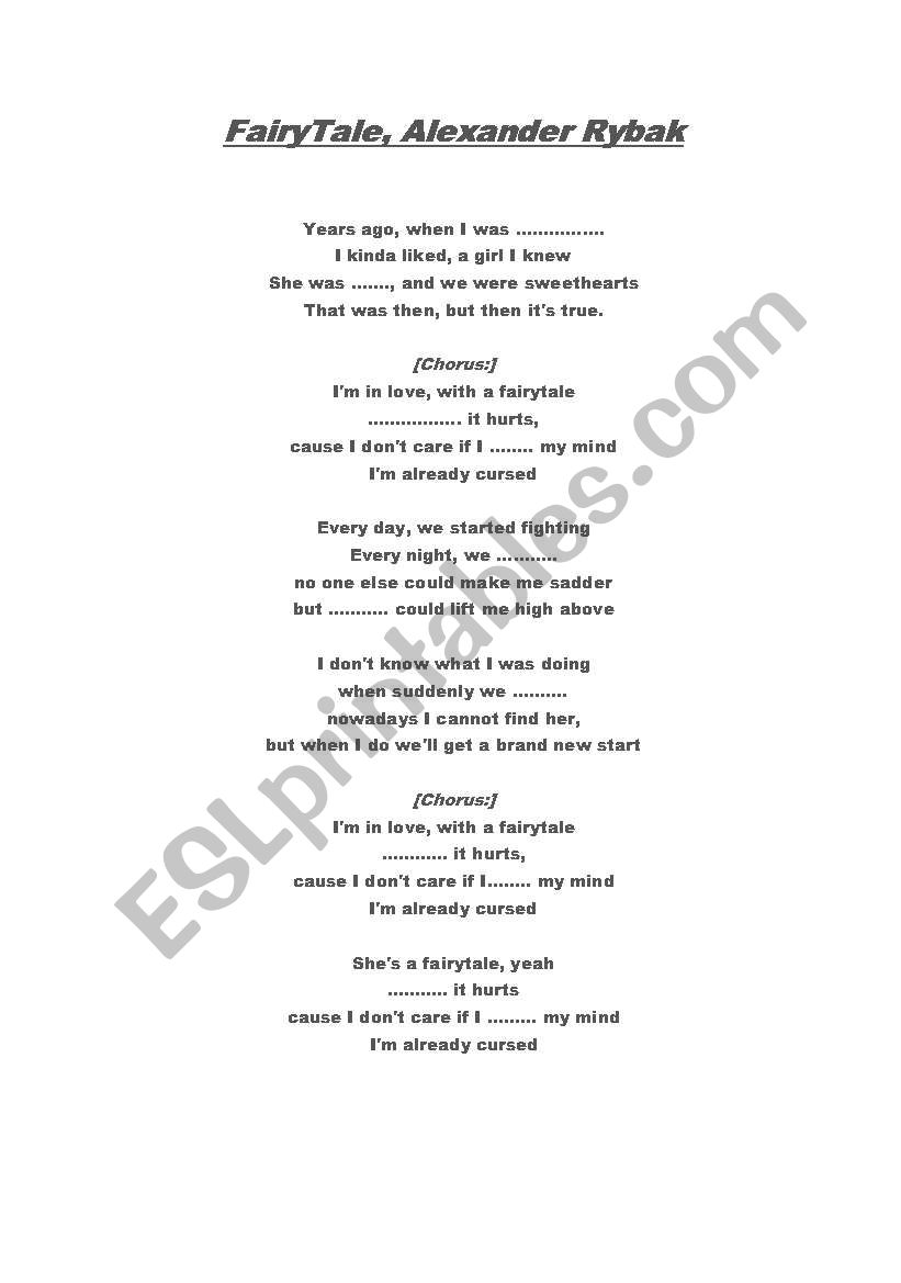 FAIRY TALE by ALEXANDER RYBAK worksheet