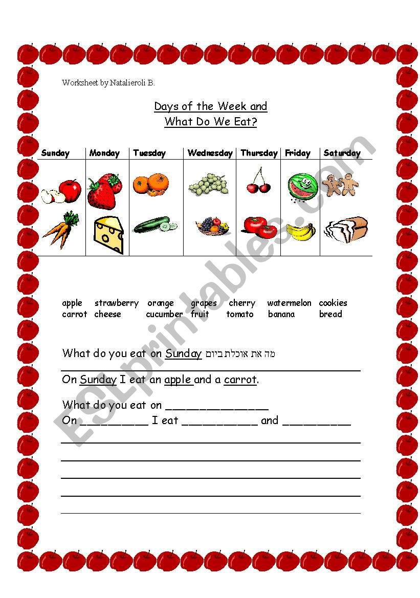 What do we eat and when? worksheet