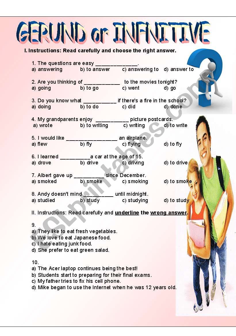 GERUNDS AND INFINITIVES worksheet