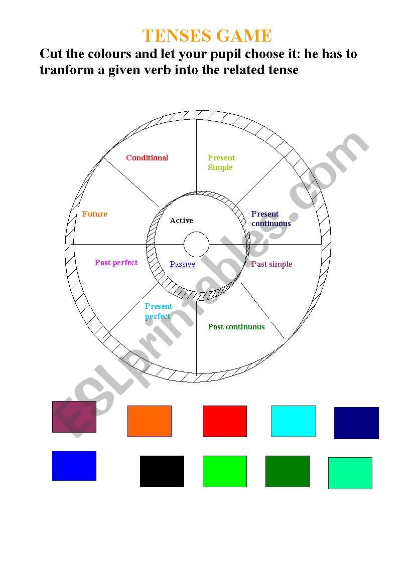tenses game worksheet