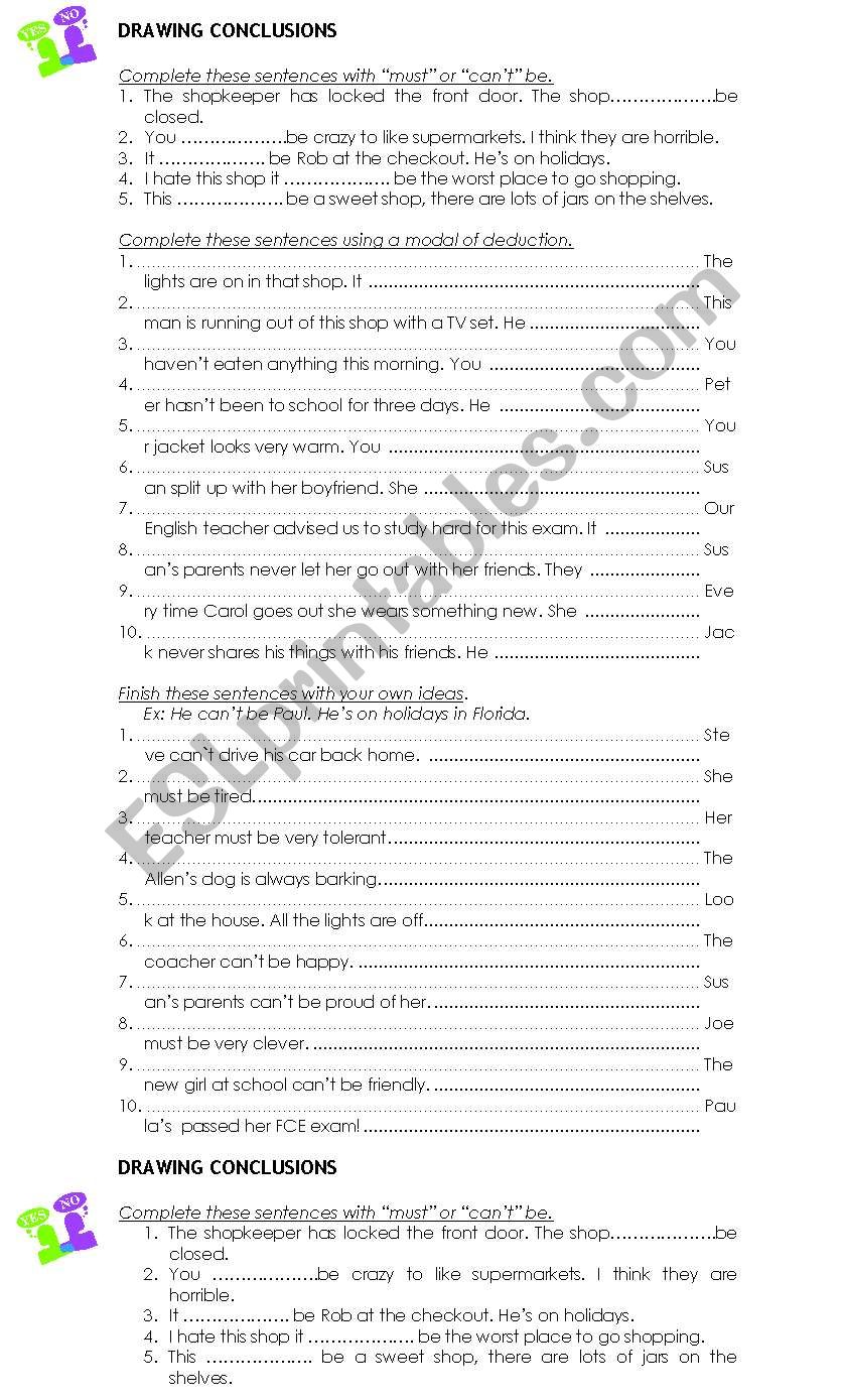 Drawing conclusions worksheet