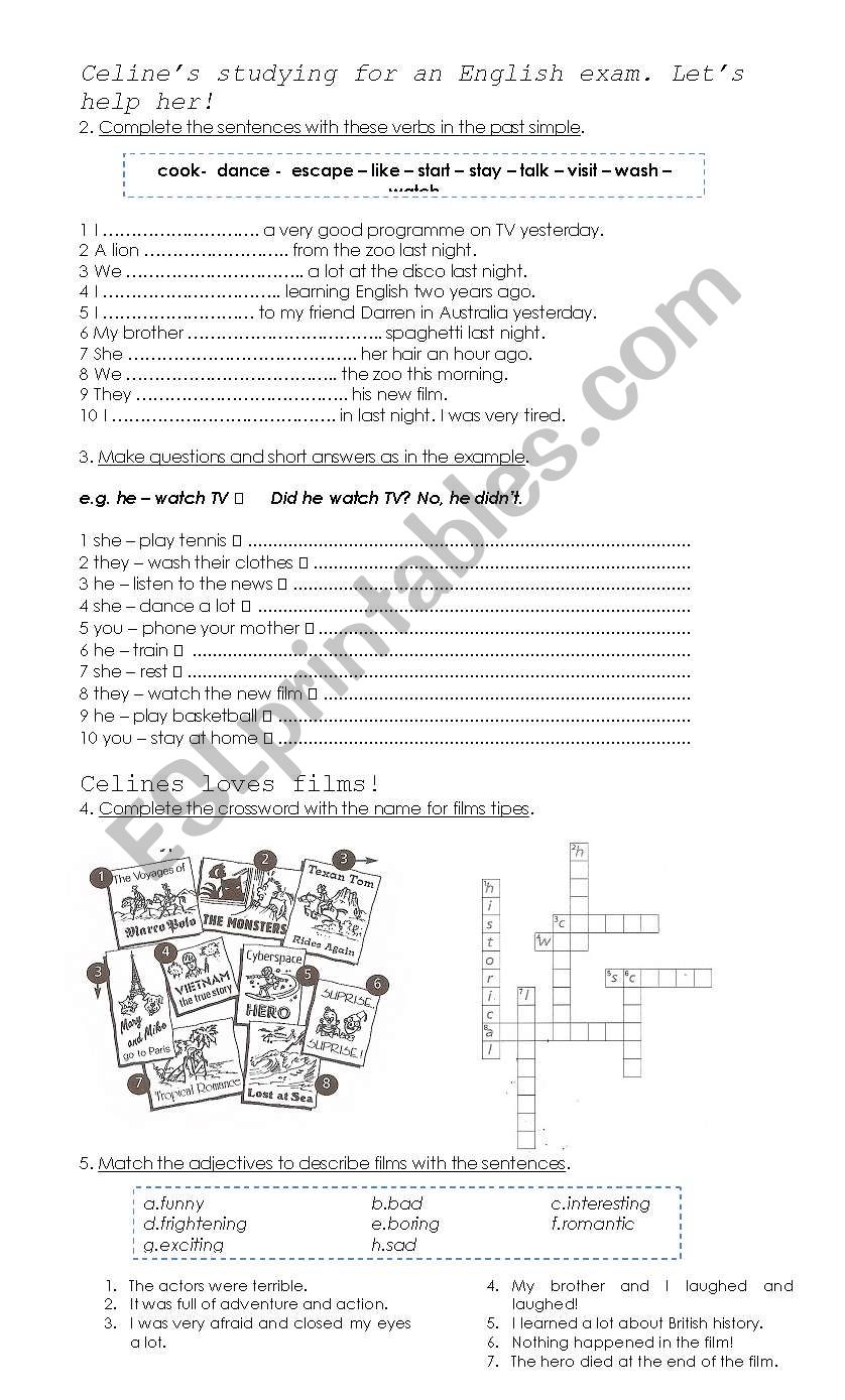Simple Past and films. worksheet
