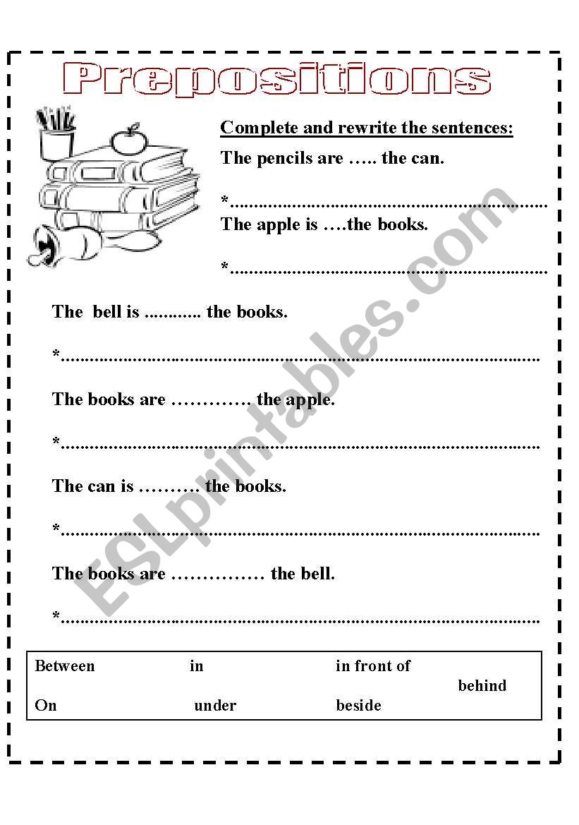 Prepositions worksheet