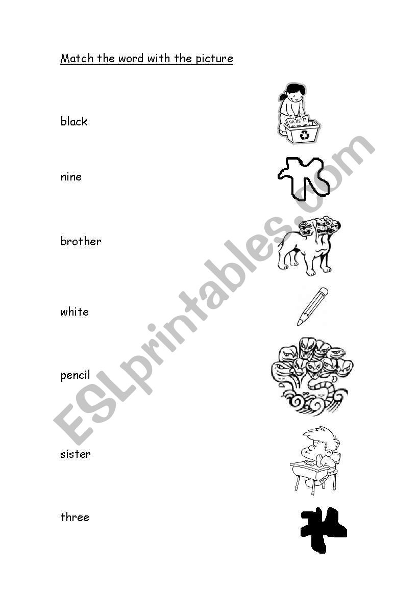 Match worksheet