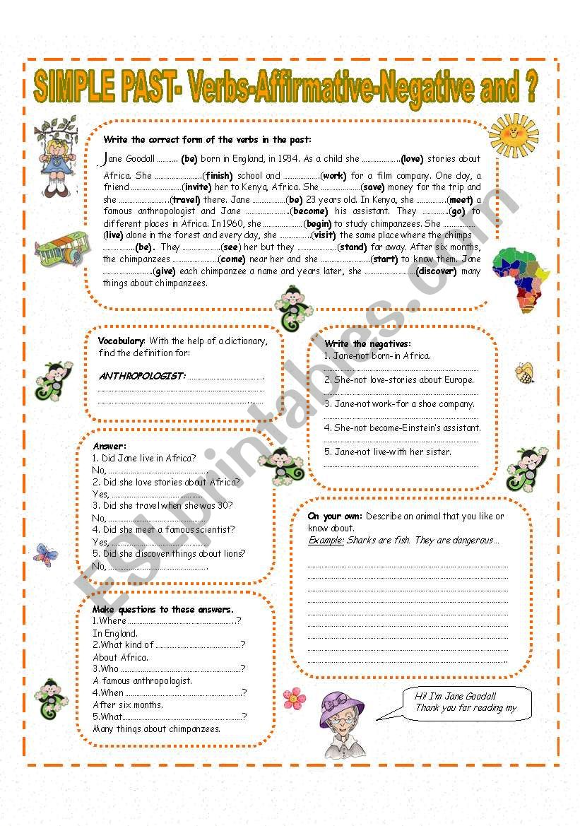 SIMPLE PAST HANDOUT  worksheet