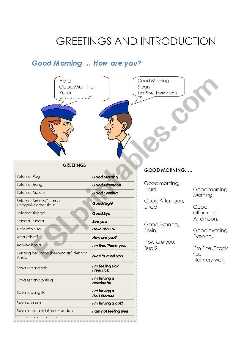 greeting worksheet