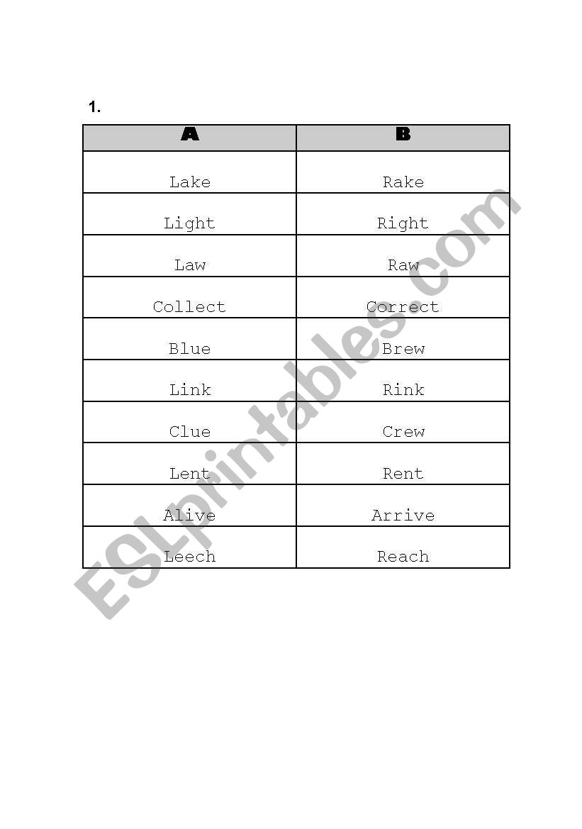 L & R pronunciation worksheet