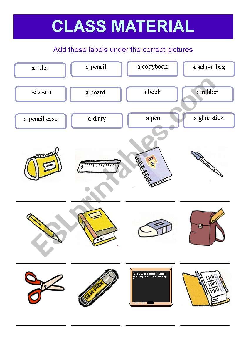 Class material worksheet