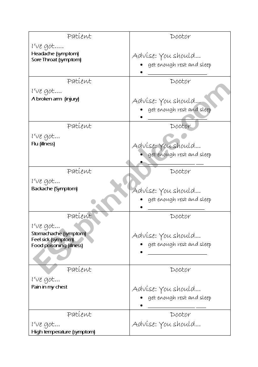Role play for advice giving using should