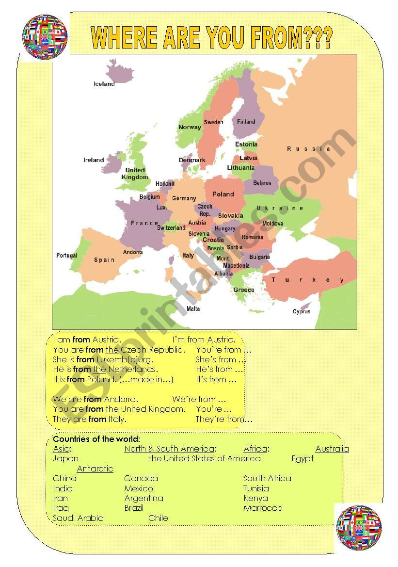 Where are you from? Countries, continents,...